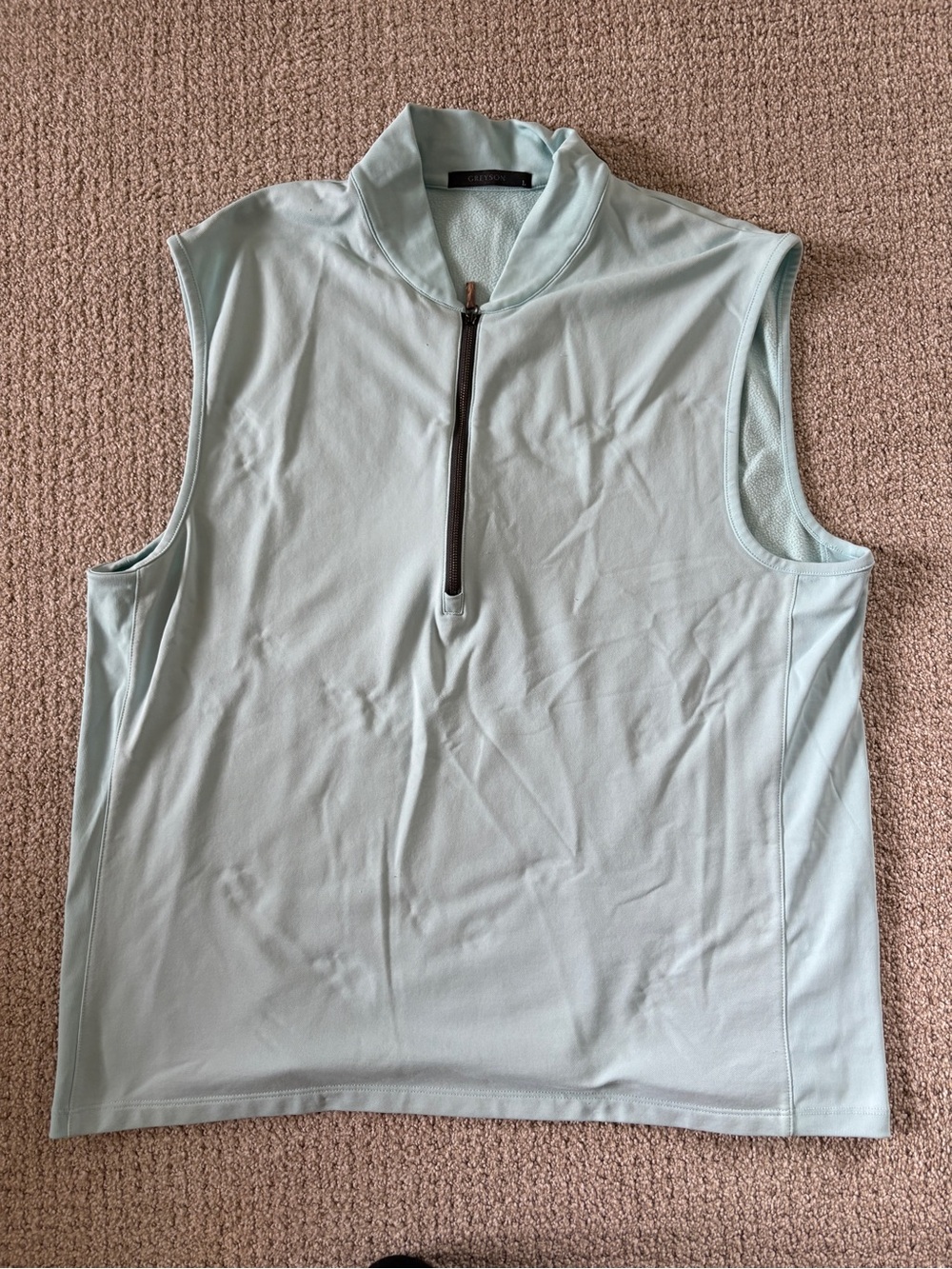 Light Blue Sleeveless Zip-Neck Men’s Vest/Top